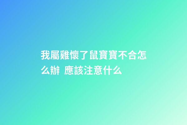 我屬雞懷了鼠寶寶不合怎么辦  應該注意什么